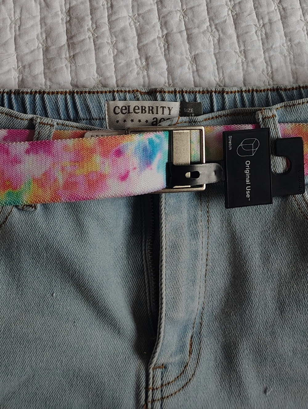 Target Women's White Tie-Dye Belt  Size Large